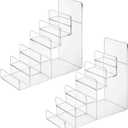 Giantree Acrylic Wallet Display Stand, 2 PCS 6 Tier Clear Purse Handbag Organizer Jewelry Riser Display Stand 7.8" Clear Multi Slot Counter Table Shelf for Cosmetic Perfume Sunglasses Handbag