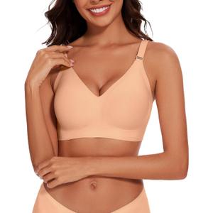 WOWENY Seamless Wireless Bras for Women Full Coverage with Support No Underwire Soft Comfort Bra (White, XL)