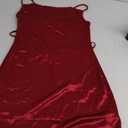 ZAFUL Women's Satin Sleeveless Spaghetti Strap Mini Dress Sexy Slip Cowl Neck Silky Cocktail Party Dresses (Red)