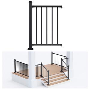 Egadis 36 in. H x 2 ft. W Porch and Deck Railing Kit, Aluminum Railing Kit, Textured AAMA 2604 Powder-Coat Finish Modular Rail System for Outdoor Decks, Porches & Balconies (1 Post, 1 Panel)