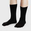 ZAKASA Mens Toe Socks Athletic Running Cushion Five Finger Cotton Crew Socks (Black, XL)