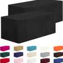 CXPSINC 2 Pack Fitted Table Clothes-72 x 30 Inch Rectangle Tablecloths for 6 Foot Tables, Washable Polyester 6FT Table Cover for Parties, Holiday Dinner, Wedding, Trade Show (6FT | 2 Pack, Black)