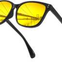 LVIOE Night Driving Glasses for Women Men, Anti Glare Night Vision Glasses Polarized Yellow Lens for Driving UV400 Protection (A01 Black Frame/ Night Vision)