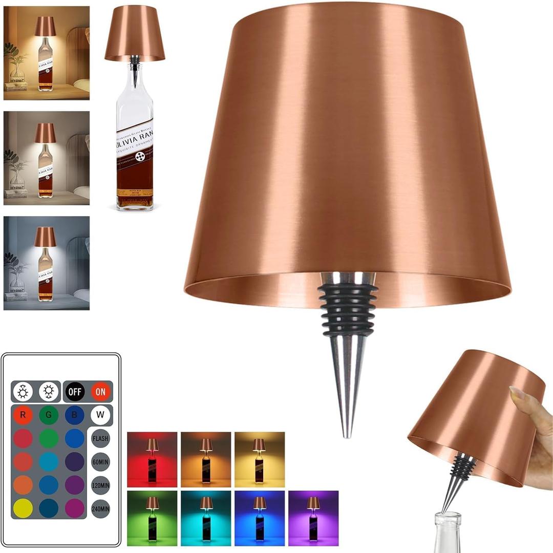 2026 New Wireless Bottle Lamp,RGB LED Bottle Light with Remote(RGB Rose Gold, 1pc)