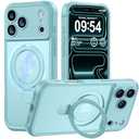 MOCCA Design for iPhone 17 Pro Case, Compatible with Magsafe [Premium Invisible Magnetic Ring Stand] [Military Drop Protection] Full Camera Guard Translucent Matte Slim Phone Cover 6.3", Blue