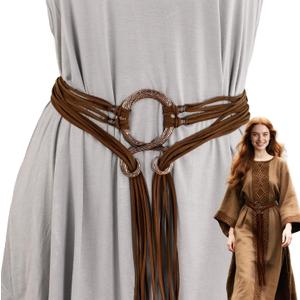 Viking Rope Belt - Viking Costume Women Medieval Belt with Troll Cross, Witch Accessories Halloween Cosplay