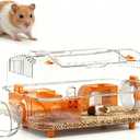 8-in-1 Dwarf Hamster Cage, No Assembly Full Transparent, Small Desktop/Breeding/Nursery Cage, 16.93×11.81×9.45 in, Fits Small Space/Kid’s Room, for Dwarf & Baby Hamsters