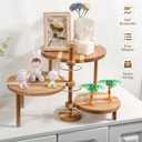 GEHE 3 Tier Round Cupcake Stand, 360 Rotatable Acacia Wood Cake Stand Cupcake Tower, Rustic Wooden Tiered Dessert Table Display Set, Tiered Tray Stands for Birthday, Wedding Party (12-10-8 IN)