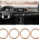 for Toyota Tacoma Outer AC Vent Decoration Rings Dash Dashboard Air Conditioner Air Outlet Vent Cover Trim Compatible with Toyota Tacoma 2016-2021 4pcs(Orange)