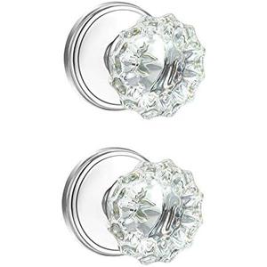 Glass Dummy Door Knobs for Closet and Hall,Vintage Polished Chrome Crystal Dummy Door Knobs Interior(2Pack)
