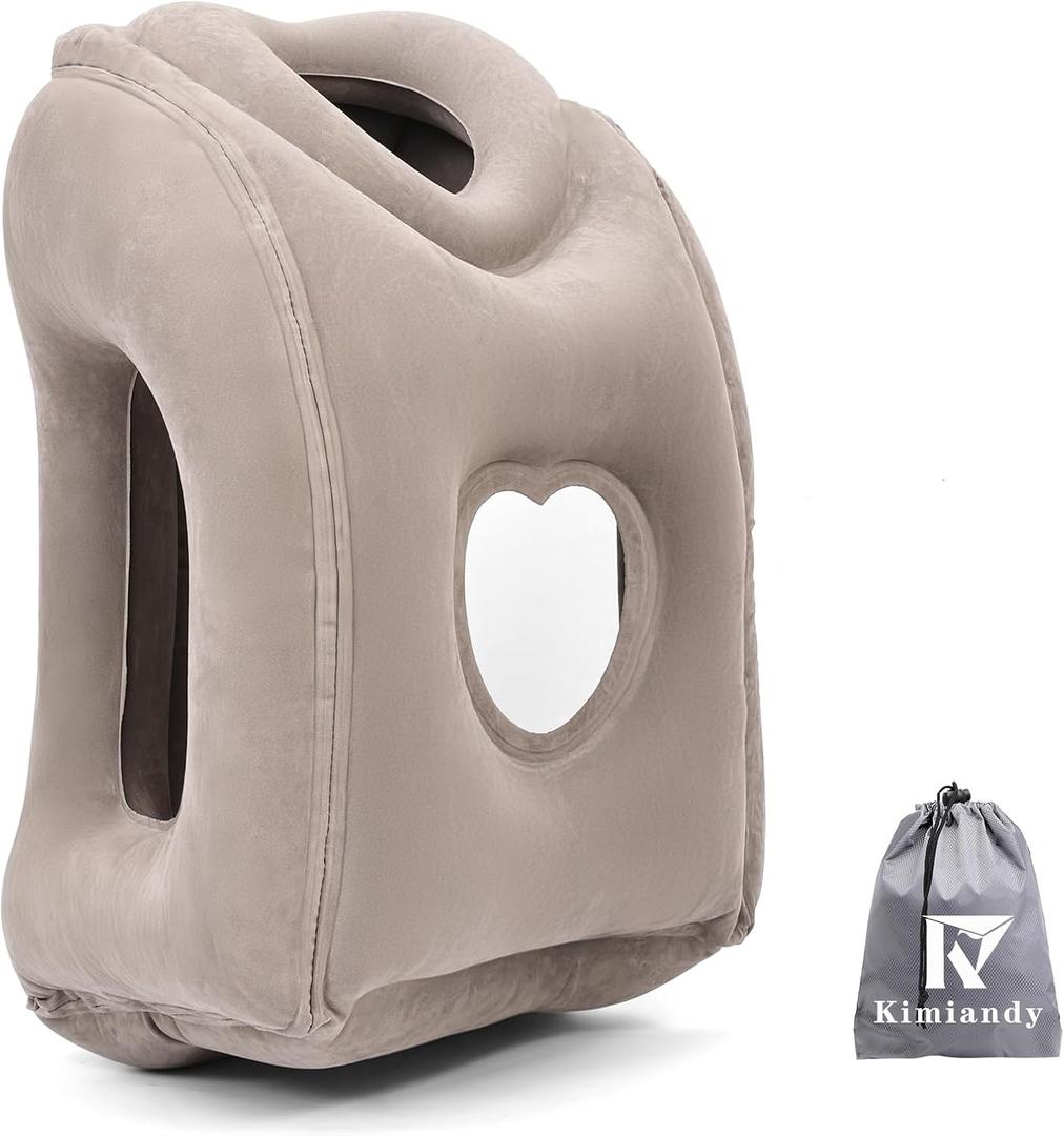 Upgraded Inflatable Travel Air Pillow for Sleeping to Avoid Neck and Shoulder Pain,21" H*12.6" W (Dark Grey, 21 x 12.6 x 12.6 inches)