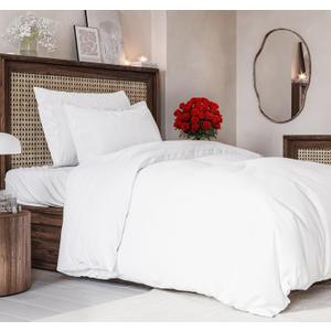 Duvet Cover Twin/Twin XL Size Set - Extra Soft Twin/Twin XL Size Duvet Cover 68 x 90 with 1 Pillow Shams - Hotel Luxury and Fade Free w/ Zipper Closures & Ties - Comfy Breathable Bedding Set (White)