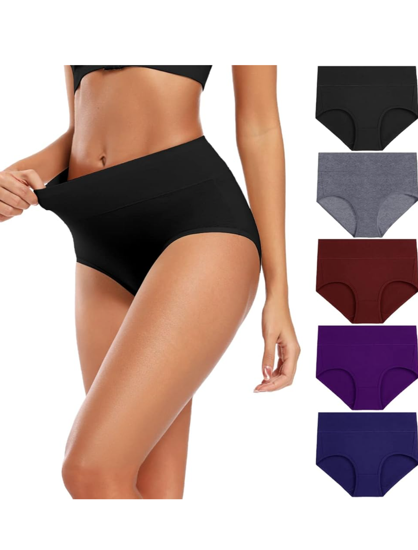 Molasus Women's Cotton Underwear High Waisted Full Coverage Ladies Panties, XL
