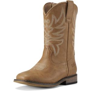 Rollda Kids Cowboy Boots for Boys Girls Western Square Toe Cowgirl Boots with Walking Heel (Toddler/Little Kid/Big Kid) (Brown), Size: 9 Toddler