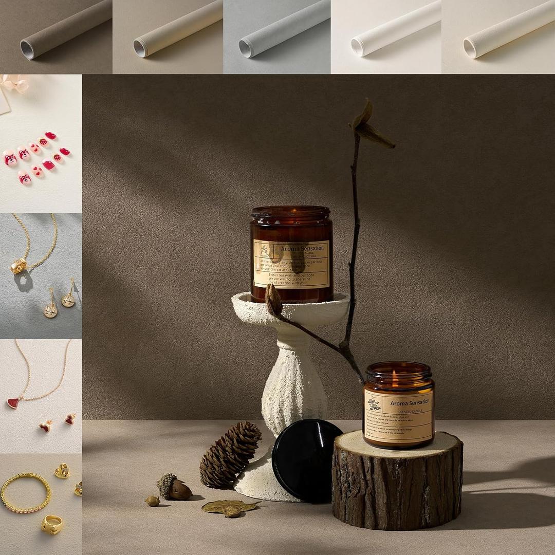 5PCS Non-Wrinkle Photography Backdrop 3D Fine Sand Texture Cloth (Not Paper) Original Design Waterproof Reusable 28x21in Photo Tabletop Backdrops for Food Jelwery Cosmetics Makeup Handbag (Morandi color)