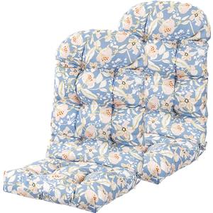 Adirondack Chair Cushions Set of 2, High Back Patio Chair Cushions 48 x 19.7 x 4.7 Inch, Indoor/Outdoor Thickened Rocking Chair Cushion, Fade-Resistant & Waterproof (Flower Blue)