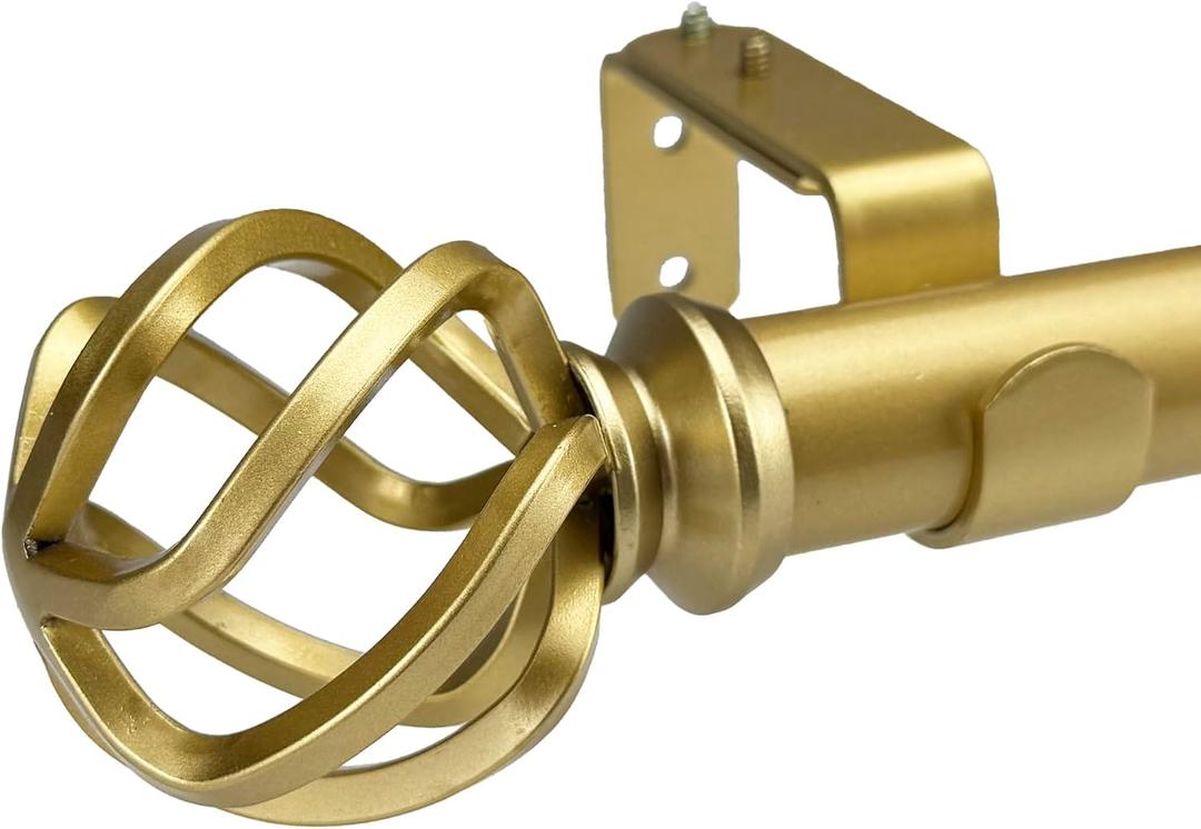 Warm Gold Curtain Rods for Windows 68-140 Inch, Industrial Drapery Rods