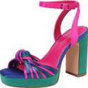 sun gurg Strappy Platform Heels for Women Square Open Toe Chunky High Heels Multicolored Ankle Strap Block Heeled Sandals for Prom Wedding Date Night (9)