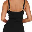 MISSJOY Women's 2026 Summer Ribbed Bodycon Casual Square Neck Sleeveless Tank Top Club Party Mini Dresses (Black, M)