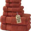 Marvione Bath Towels Set 6 Piece, 100% Turkish Cotton Highly Absorbent and Soft Towels for Bathroom 2 Bath Towels 2 Hand Towels 2 Washcloths, Burnt Orange