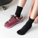 GLENMEARL Womens Crew Work Cotton Socks,Thick Padded Cushioned Warm Calf Boot Socks 5-Pack,Moisture Wicking Athletic for Hiking Running Cycling Workout Walking Sports Travel Gym Black Size 7-9