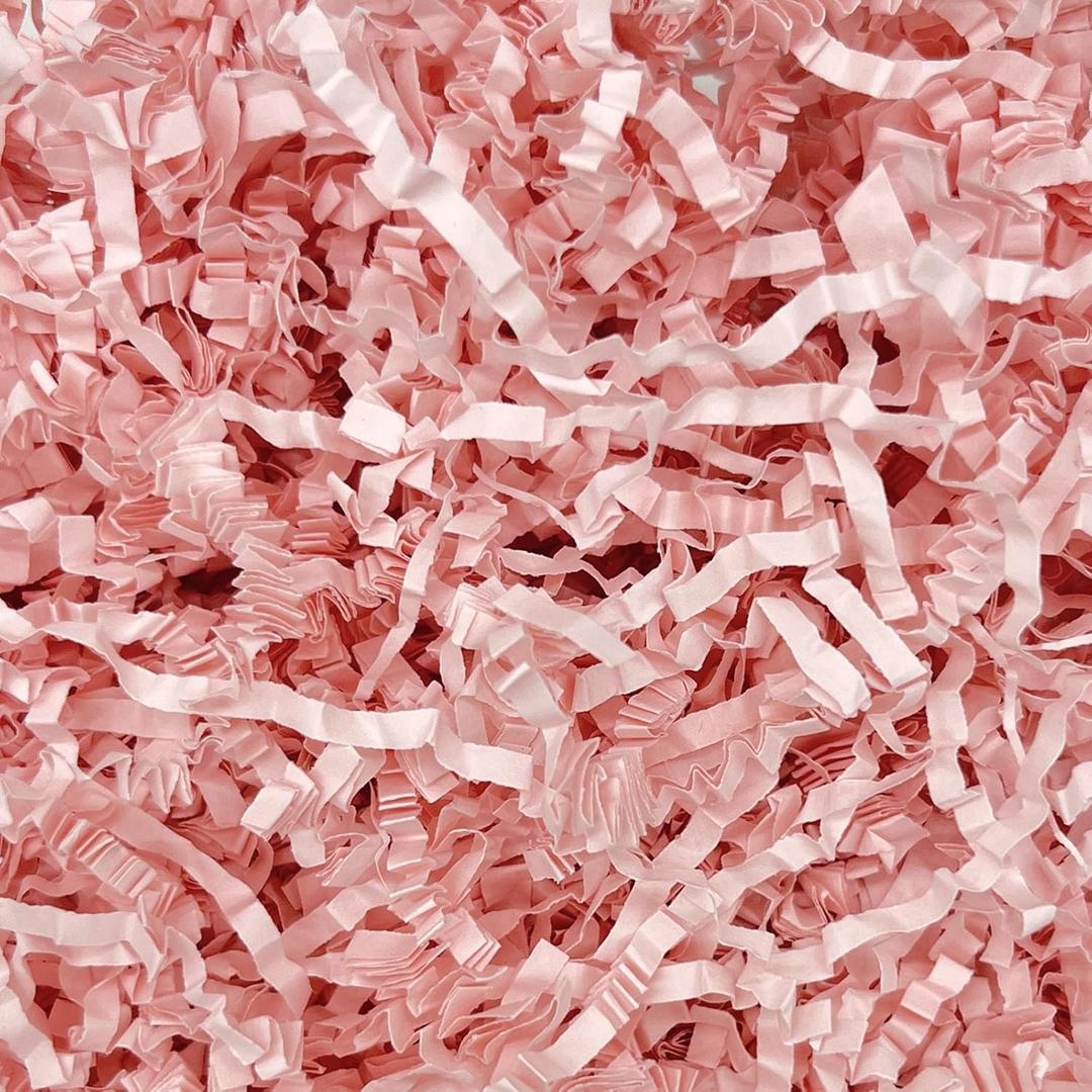 2LB Crinkle Cut Paper Shred Filler, Paper Shreds for Basket Fillers, Birthday, Gift Wrapping, Anniversary, Wedding, Halloween, Thanksgiving, Christmas Craft Gift Decor Party Filler (Light Pink)
