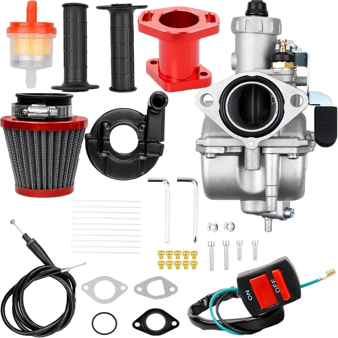 VM22 26mm Carburetor Kit Fit for Predator 212cc 224cc 196cc Engines,Coleman CT200U/BT200X Mini Bikes,KT196 Go Karts, GX160 6.5HP Honda Clone Engines,Baja MB200 with Throttle Assembly and Main Jets