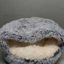 Cat Bed for Indoor Cats, Calming Cozy Cave with Self-Warming Plush, Entire Bed Machine Washable & Anti-Slip Base, Breathable Pet Bed for Small Cats&Dogs All Seasons (Grey, 20 * 20inch)