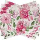 Seliem Spring Summer Watercolor Flower Placemats Set of 4, Pink Peony Floral Dining Table Place Mats, Seasonal Kitchen Decor Home Decoration 12 x 18 Inch