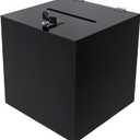 Acrylic Donation Box, 12" X 12" X 12" Ballot Suggestion Box with Lock & 2 Keys, Raffle Voting Box with Slot for School Conference Fundraising (Black)