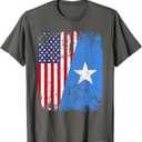 SOMALI ROOTS | Half American Flag | SOMALIA T-Shirt, S