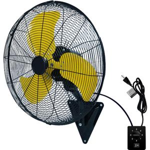 Wall Mount Fan, 20In Oscillating Wall Fan with 7000CFM, 3-Speed, Upgrade Motor High Velocity Industrial Fans for Commercial, Garage, Residential and Patio Use, Yellow
