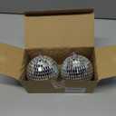 Disco Ball 4" Inch 2-Pack,Silver Hanging Ball with Attached String for Ring,Reflects Light,Fun Party Home Bands Decorations,Party Favor.