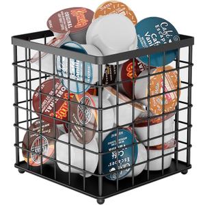 Coffee Pod Holder Organizer, K Cup Holder for Counter K pod Container, Creamer Holder, Coffee Bar Accessories Basket Black