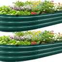 KING BIRD Raised Garden Bed Kit 2025 Upgraded Quick-Setup Galvanized Planter Garden Box Outdoor for Gardening, Vegetables, Flowers, 74x36x12 in, Green 2PCS