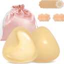 3 x Sticky Bras Push Up Invisible Adhesive Bra, Reusable Silicone Backless Strapless Bra with Nipple Covers (Style C-nude)