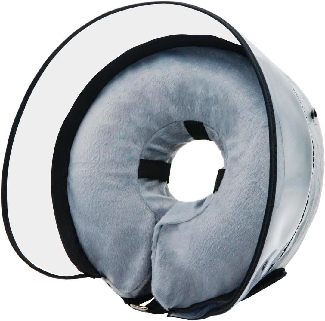 Dog Cone, Dog Surgery Collar, Dog Cones for Small Medium Large Dogs, Inflatable Cone for Dogs, Dog Cone Collar, Does not Impede Vision Dog Recovery Collar(M Grey)