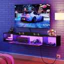 HOOBRO Floating TV Stand with LED Light Power Outlet for TVs up to 65, Wall Mounted TV Shelf, Modern Media Console Entertainment Center Under TV, for Living Room Bedroom, Black BK34UDDS01G1, 55.1 Inch