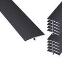 10Pcs Aluminum T Molding Floor Transition Strip, 48In Aluminum T Molding Trim, Floor Strip Floor Flat Divider Strip for Joining Floor Gaps, Threshold, Floor Tiles (Black, 4ft x 1.57in 10Pcs)