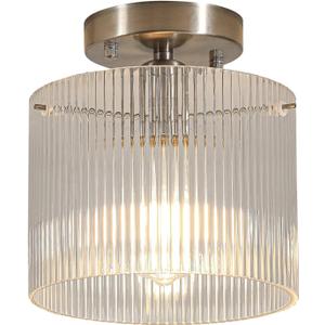 Modern Semi Flush Mount Ceiling Light, Industrial Clear Glass Ceiling Light Fixture, Crystal Ceiling Lamp, Modern Ceiling Lamps, Farmhouse Light for Entryway Hallway Kitchen Dining Room, Nickel