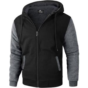 SWISSWELL Men Zip Up Hoodies Sherpa Lined Jacket Heavyweight Fleece Sweatshirt Winter Warm Hooded Coat (3X-Large, Carbon Black Grey)