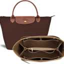 Purse Organizer Insert for Tote, Handbag Organizer Compatible with Shoulder Bag Large/Small, LE PLIAGE Top Handle Small/Medium (Lighting Coffee, Large)