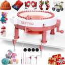 SENTRO Upgraded 48 Needle Knitting Machine, Circle Knit Loom Machine with Row Counter and Hand Crank,Crochet Knitting Loom Machine for Beginners and Seasoned Knitters, Upgraded 48Pink