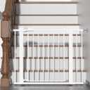 Baby Gate for Stairs, 29.5-40.5" Dog Gate for Doorways, Walk Thru Auto Close Metal Child Gate for The House, Stairs and Doorways, Pressure Mounted Pet Gate for Dog Indoor (White)