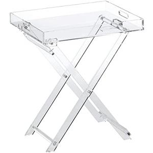 Designstyles Acrylic Folding Tray Table – Modern Chic Accent Desk - Kitchen and Bar Serving Table - Elegant Clear Design