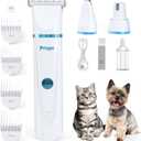 3-in-1 Dog & Cat Grooming Kit - Rechargeable Cordless Pet Hair Clippers with Nail Grinder & Paw Trimmer & 5 Guide Combs, Low Noise Dog Clippers for Grooming Small Medium Pets