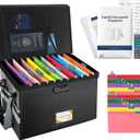 Deluxe Pro Large Next of Kin Box Organizer with 50-Page Family Document Guide, Fireproof Foldable File Organizer with Combination Lock, 10 Hanging Files and 115 Category Labels (15.7"L12.2"W10.6"H)