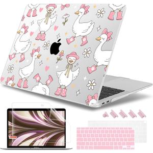 May Chen Compatible with MacBook Air 13 inch Case 2022 2021, 2020-2018 Release Model: M1 A2337 A2179 A1932, Plastic Hard Shell Case Cover for Mabook Air 13 inch with Retina Dispaly, Cute Goose Spring