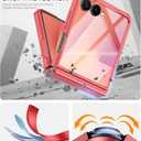 Vizvera for Samsung Galaxy Z Flip 7 Case with Hinge Protection, Built-in Screen Protector Shockproof All-Inclusive Phone Cover for Z Flip 7-Coral Red