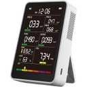 Professional Indoor Air Quality Monitor with AQI Alerts, Portable Real-Time Detector for Home, Car, Plants & Pet (Pearl White)